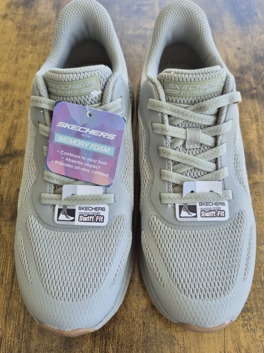 Skechers Slip-ins BOBS Sport Squad 4 Olive Grey Sneakers Size 6.5 NWT - Picture 11 of 16